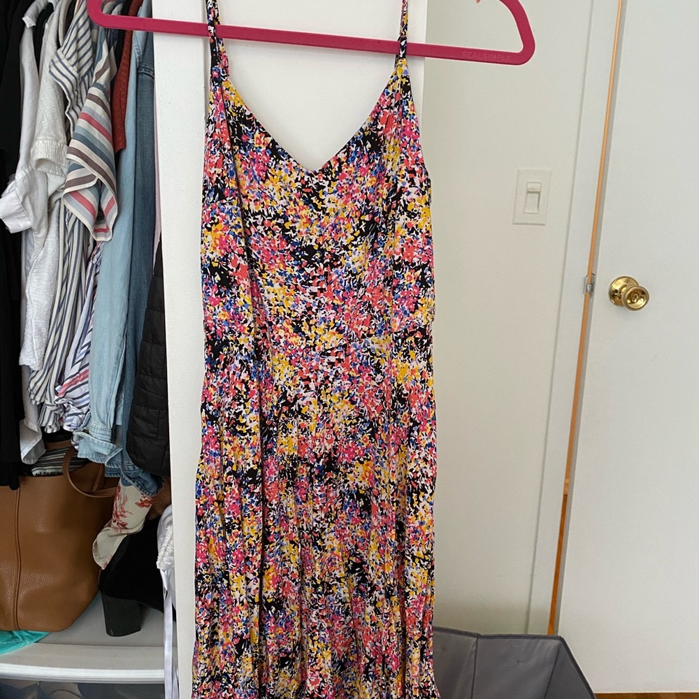 multi-colored floral Gap fit-and-flare dress